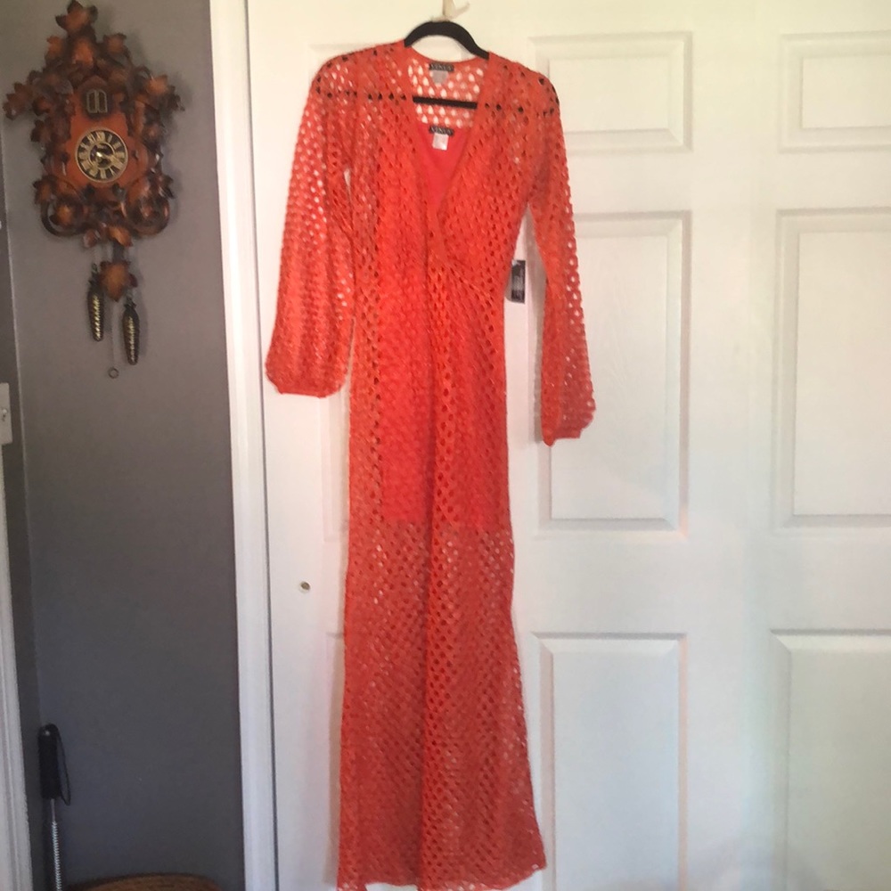 Maxi dress, bright orange. New with tags.